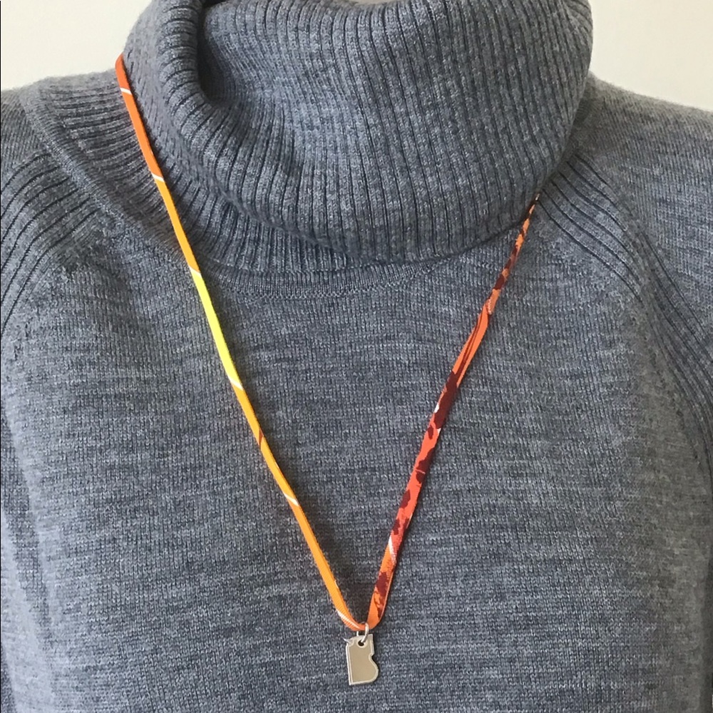 HERMÈS Tourbillon Jungle Love Silk Bracelet Necklace Silver Charm Orange 2021 - Picture 3 of 7